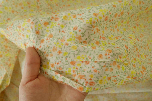 Soft Orange Ditsy Floral 100s Cotton Lawn Fabric - 3.3 yd