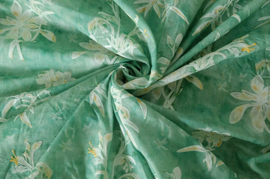 Embroidered Floral Cotton Voile Fabric – 3.1 yd