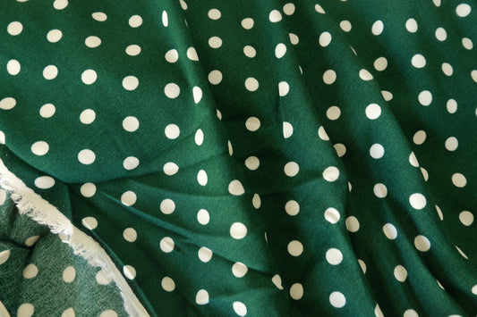 Green Polka Dot Soft Matte Rayon Fabric – 1.6 yd