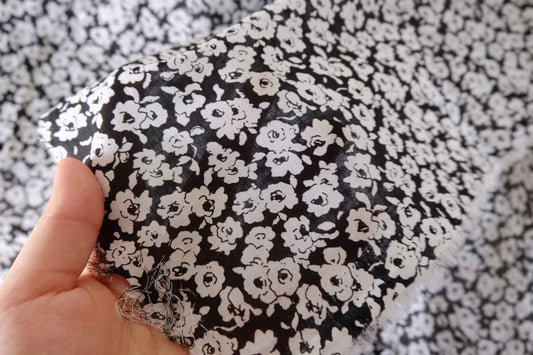 Black Floral Cotton Voile Fabric – 3.3 yd