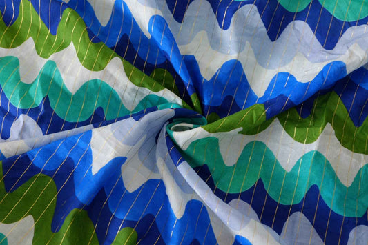 Blue Wave Metallic-Stripe Cotton Voile – 2.7 yd