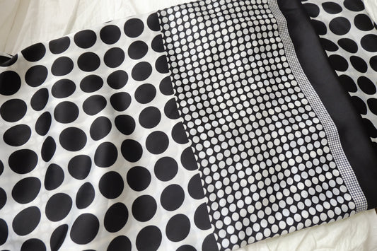 Black & White Polka Dot Polyester Fabric, 2.19 Yards