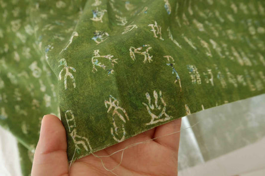 Olive Symbol Print Tencel Twill Fabric – 2.2 yd