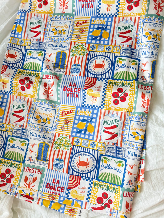 Mediterranean Market Crisp Cotton Sateen Fabric — 2.75