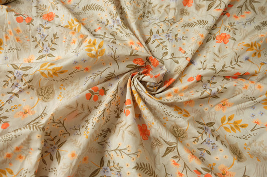 Soft Wildflower Cotton Fabric, 3.28 Yards