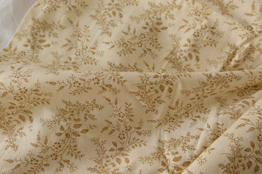 Brown Botanical Linen Cotton Fabric – 1.6 yd