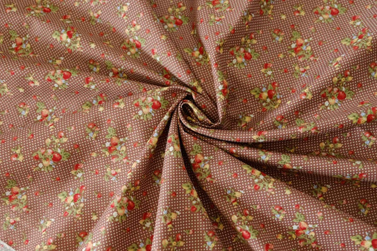 Chocolate Strawberry Dot Cotton – 2.2 yd