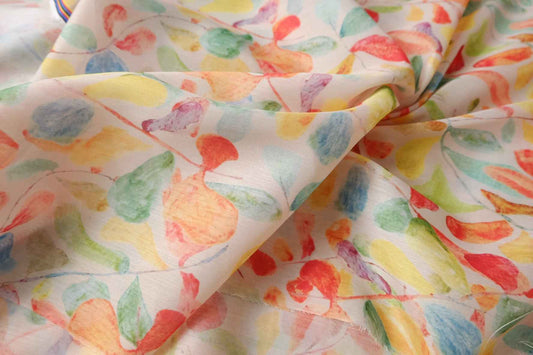 Watercolor Leaf Nylon Chiffon Fabric - 1.64 Yards