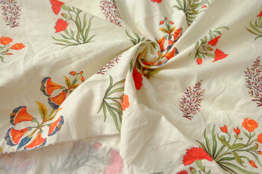 Botanical Linen Cotton Print, 1.97 Yards