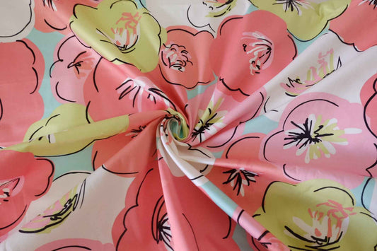 Coral Bloom Heavy Stretch Cotton Sateen – 2 yd