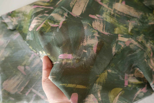 Painterly Abstract Tencel Linen Blend Fabric – 3.3 yd
