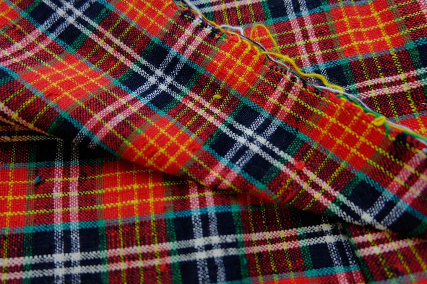 A000 Ember Glow: Northern Check Tǔbù in Ruby & Charcoal - 40cm Width - BUBBO