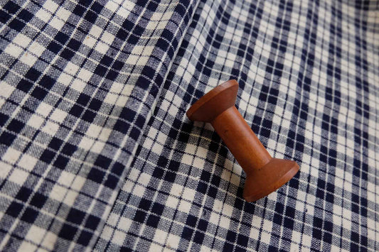 A008 Monochrome Masterpiece: Black & White Check Tǔbù - 53cm Width - BUBBO