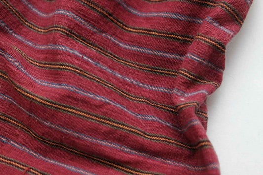 A032 Royal Crimson: Wine Red Tǔbù with Golden Stripes - 51cm Width | Pre - Washed - BUBBO