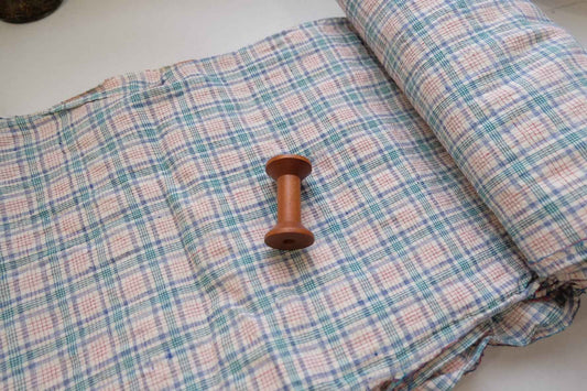 A10 Southern Check: Heritage Tǔbù in White with Primary Colors - 30cm Width | Pre - Washed - BUBBO