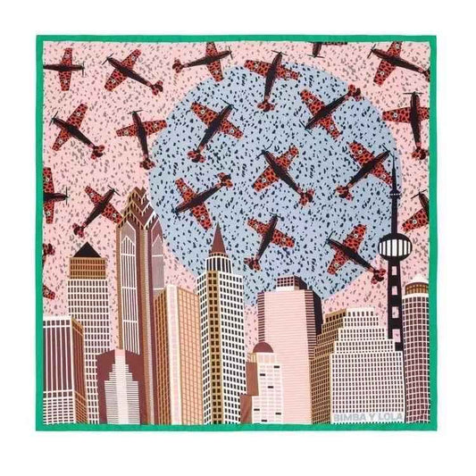Archive Square Scarf — Airplane & City Print - BUBBO