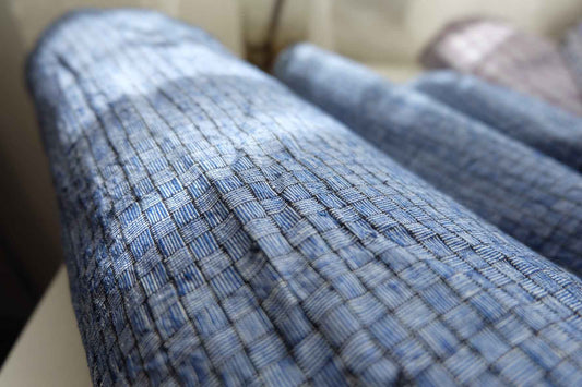 Blue Reed Mat Pattern: 7x7 Woven Grid Tǔbù - 35cm Width - BUBBO