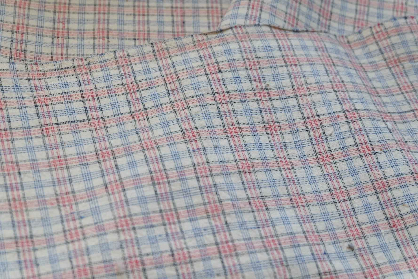 Blush Plaid: Pale Pink Check Tǔbù on White - 36cm Width - BUBBO