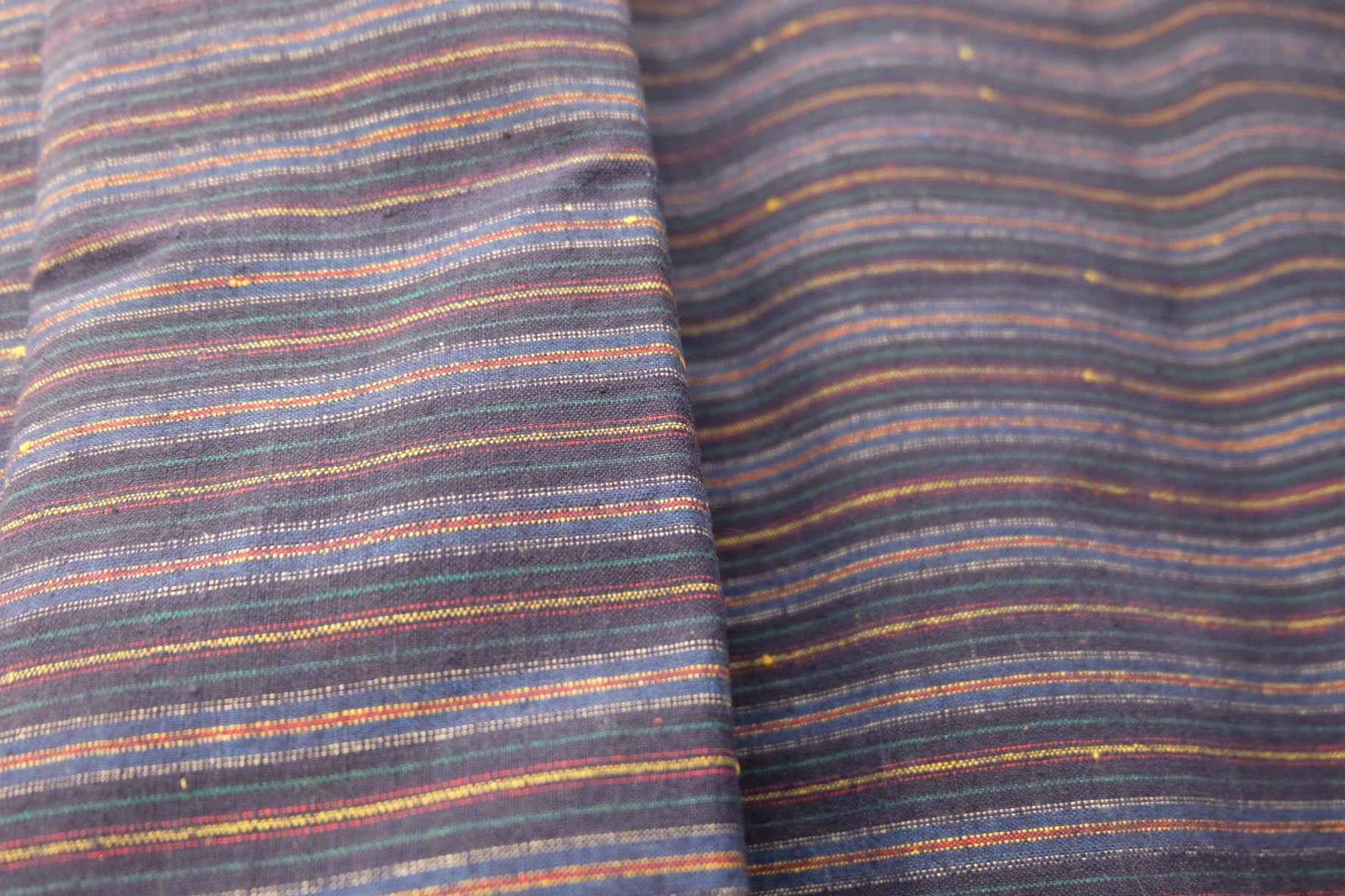 Botanical Radiance: Deep Indigo - Purple Tǔbù with Plant - Dyed Stripes - 34cm Width - BUBBO