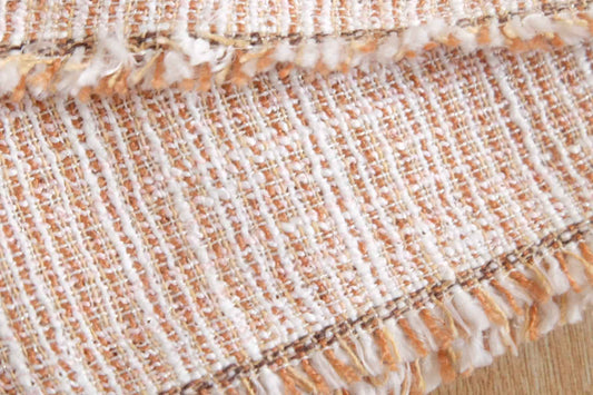 Classic Bouclé Tweed Fabric – Peach Beige | Factory Deadstock | 2.2 Yards - BUBBO