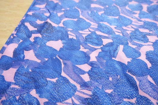 Fine Shimmer Cotton Lawn – Blue & Pink Print | 1 Yard - BUBBO