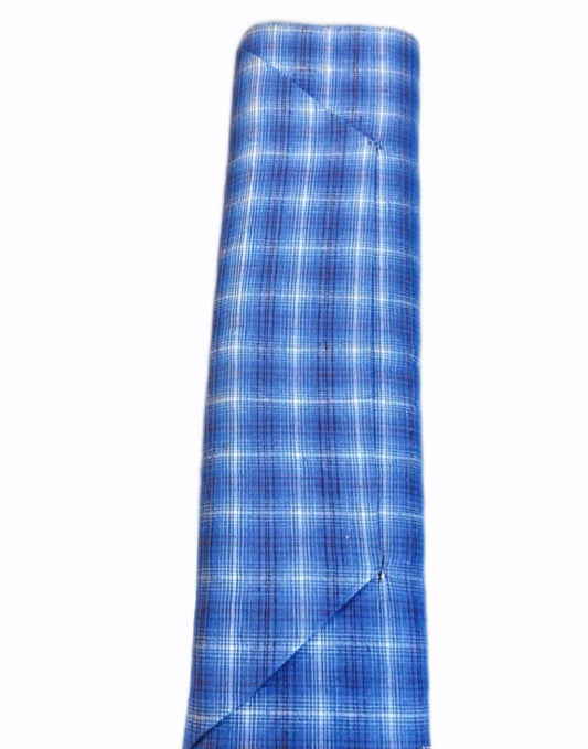 Gradient Blue Check Fabric Bolt | ~10 Meters by Weight | Uncut 57cm Wide Vintage Cloth - BUBBO