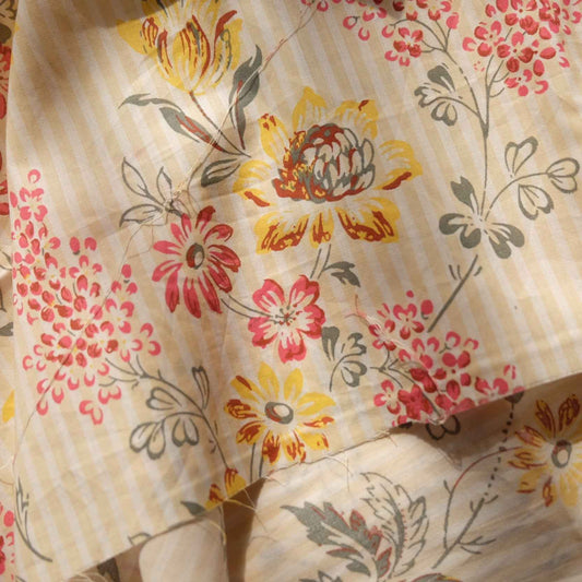 Italian Floral Stripe Fine Cotton Fabric (2.2 yards)