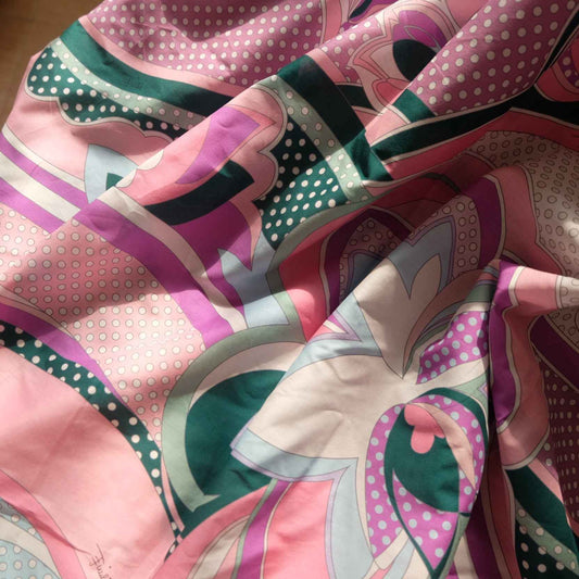 Italian-Marked Pink Printed Fabric — 3.3 yd