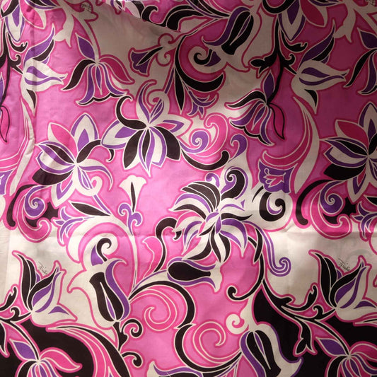 Italian Pink & Violet Swirl Print Silk — 2.4 yd