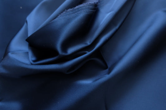 Japanese Stretch Acetate Satin – Deep Sapphire Navy – 57” Wide – Sold by the Yard - BUBBO