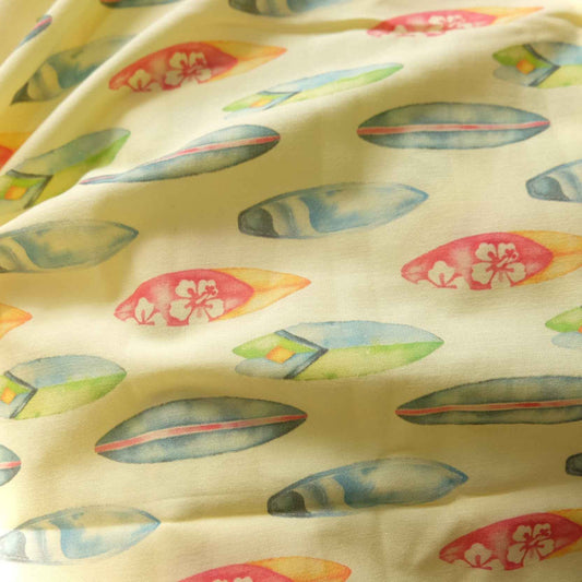 Japanese Surfboard Print Cotton Fabric – Soft Lightweight Fabric (3.6 yd)
