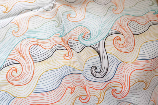 Last Yard Japanese Wave Print Cotton Fabric – 43” Wide – Approx. 1 Yard Piece - BUBBO