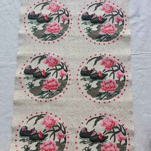 "Love's Promise" Medallion Print - Mandarin Ducks in Lotus Pond