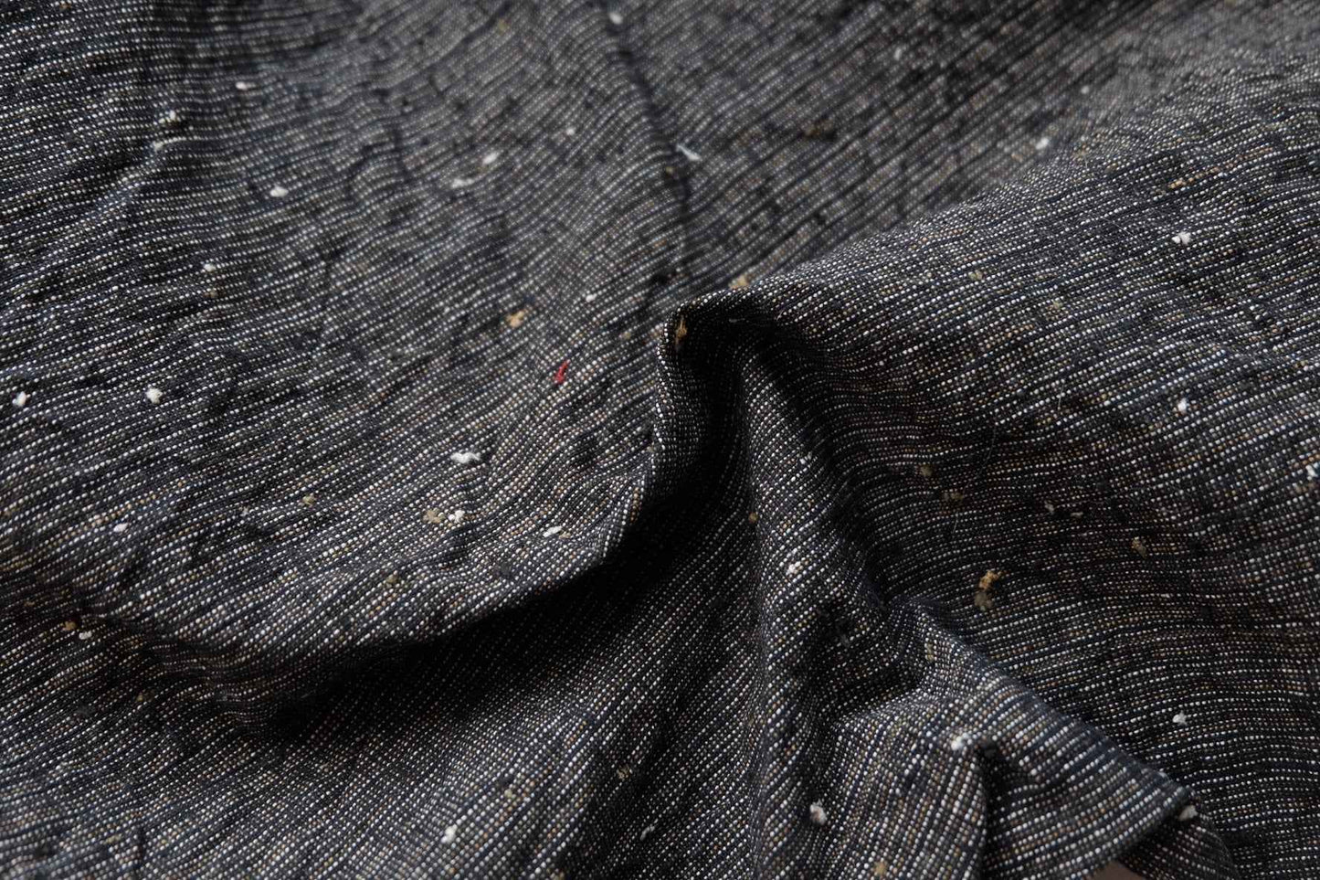 Midnight Rice - Grain Tǔbù: Black Ground with Mustard & White Accents - 36cm Width | Pre - Washed & Ready - BUBBO