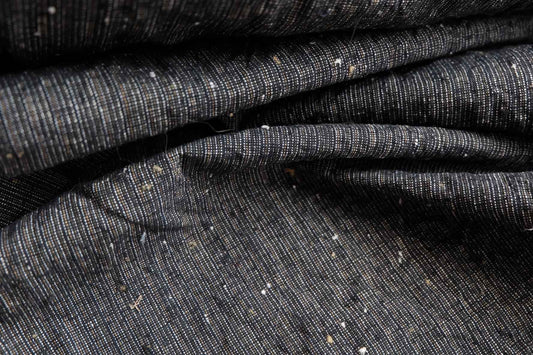 Midnight Rice - Grain Tǔbù: Black Ground with Mustard & White Accents - 36cm Width | Pre - Washed & Ready - BUBBO