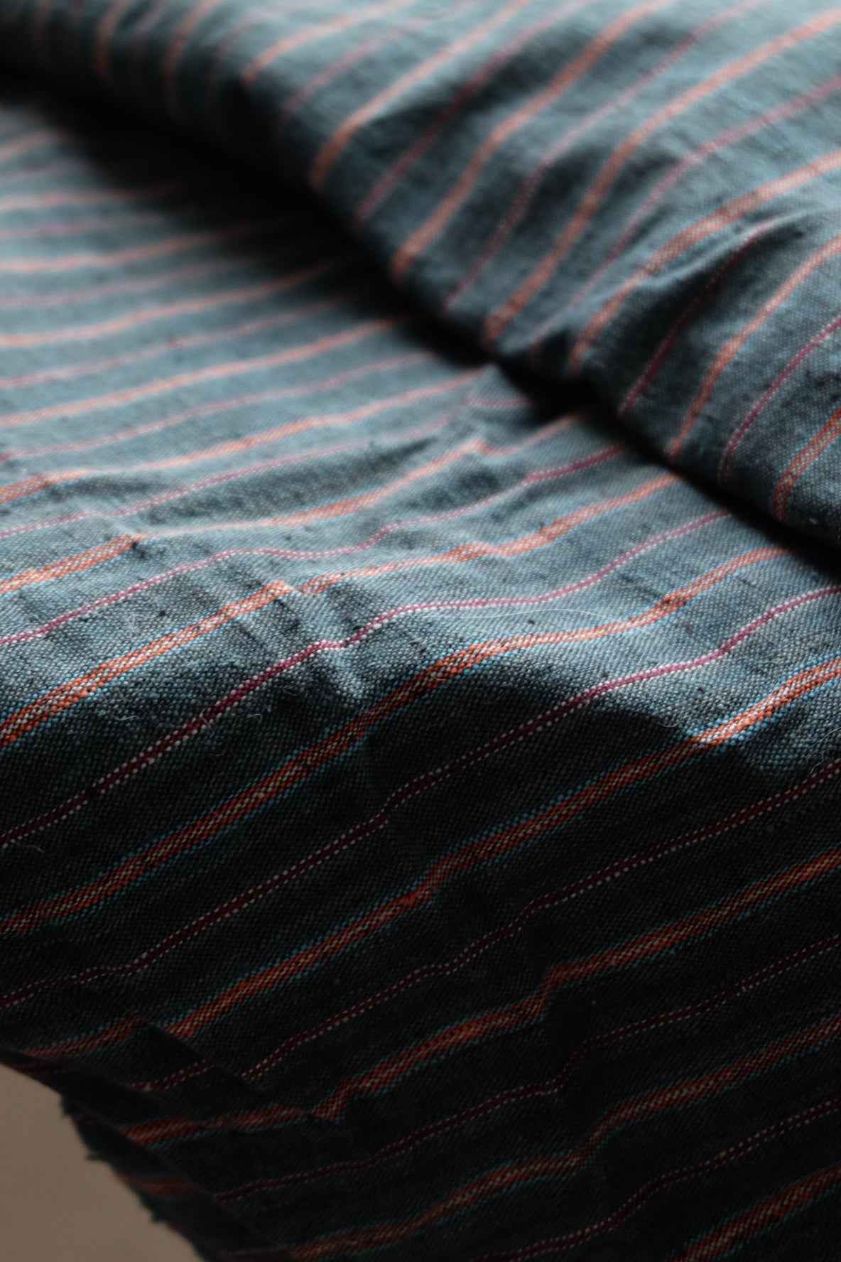 Northern Tǔbù in Hunter Green with Rust & Crimson Stripes wide 49cm - BUBBO