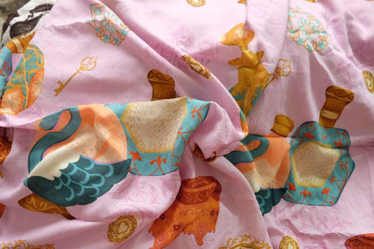 Pink Storybook Botanical Fabric — 2.2 yd