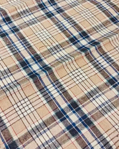 Purple Cotton Check Fabric with Red & Blue Lines | Sold by the Meter | 32.5cm Wide - BUBBO