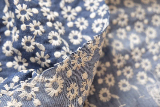 Ralph Lauren Deadstock – Embroidered Floral Soft Denim | 2.2 Yards