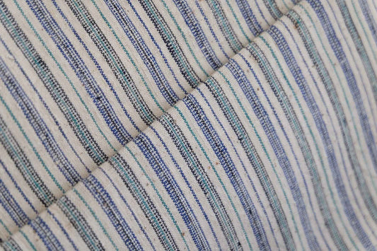 Southern Tǔbù: White with Aqua & Green Stripes - Vintage Fabric - BUBBO