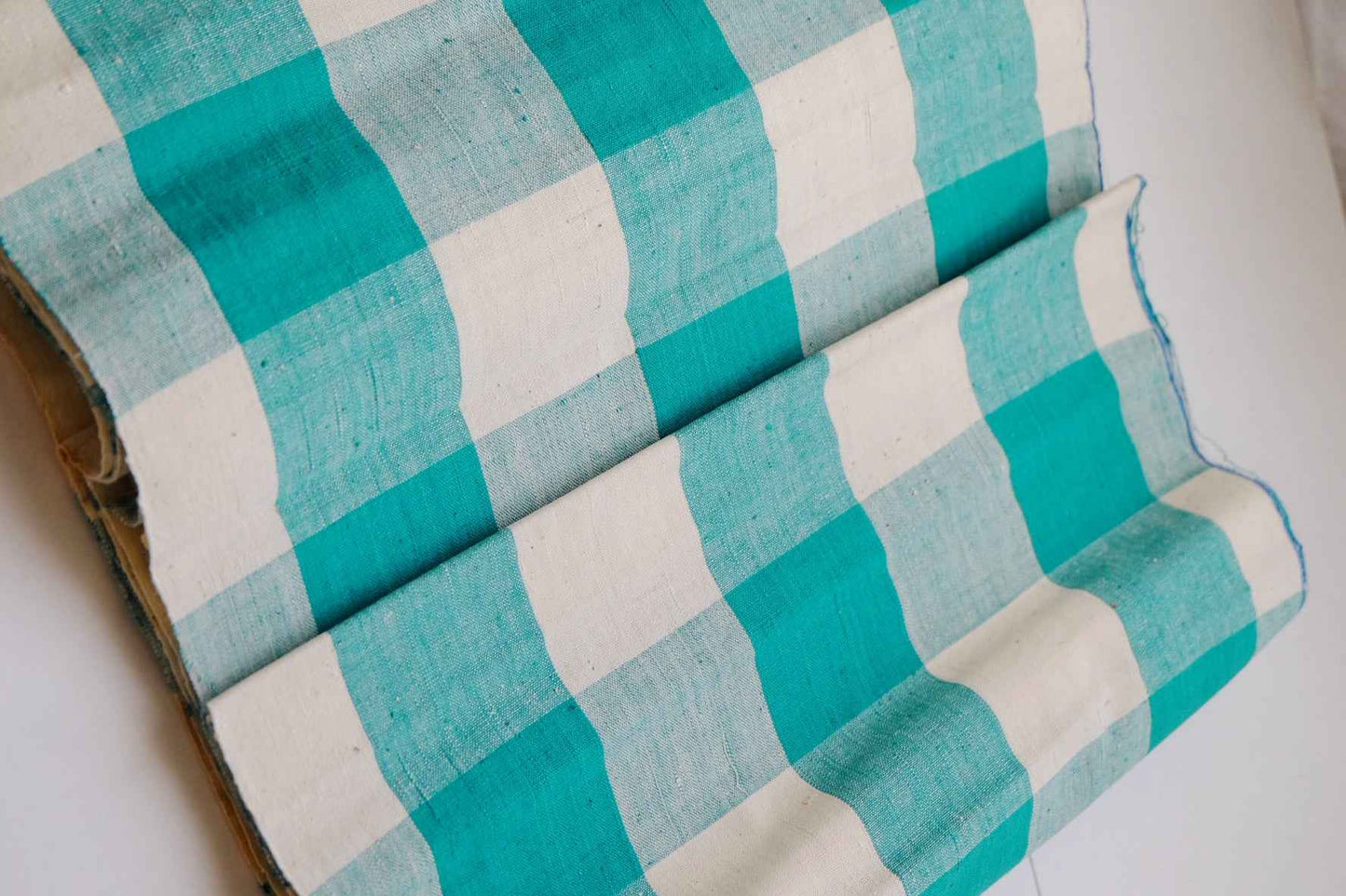 Tai Cang Tofu Check: White & Green Grid Tǔbù - 37cm Width - BUBBO