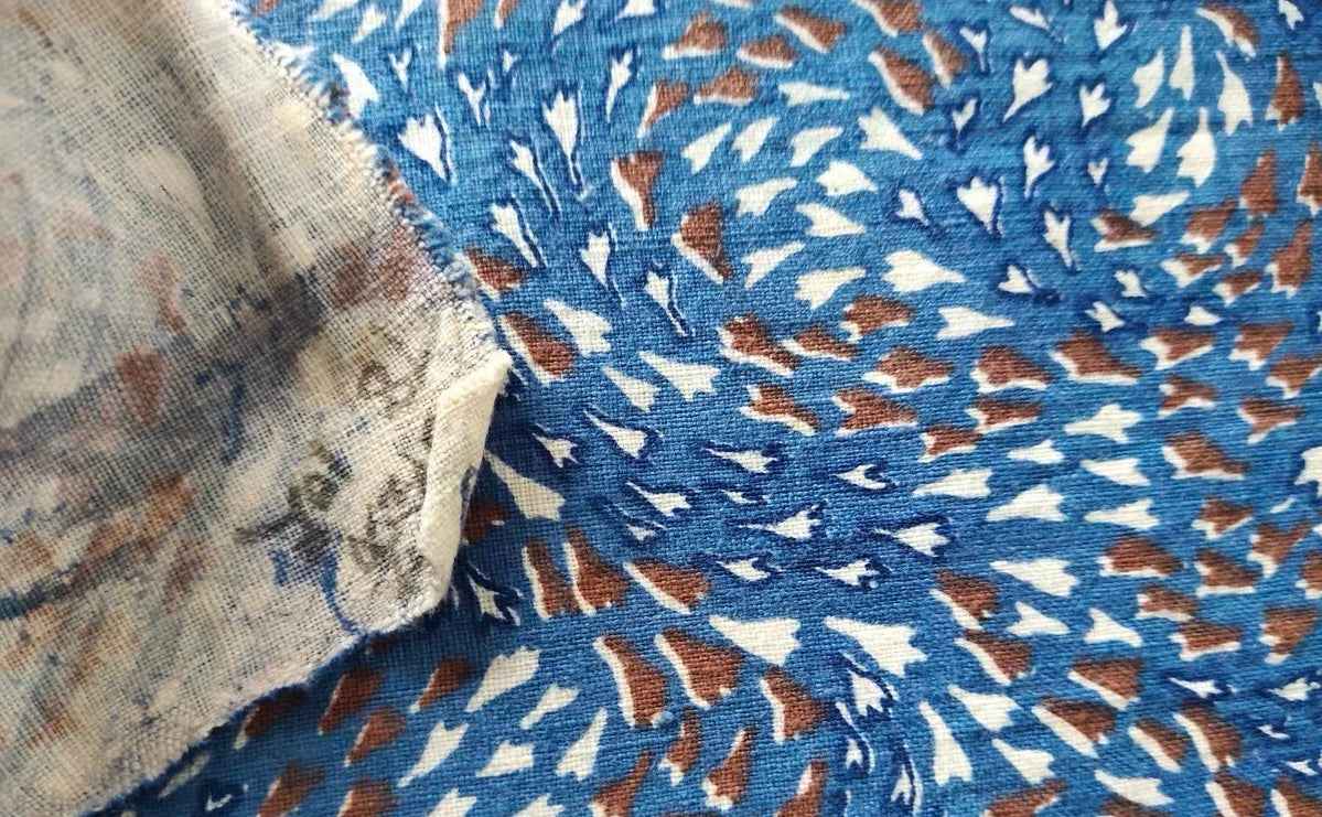 Vintage 1950s - 60s Abstract Art Textile - Van Gogh Style Print on Cotton - BUBBO