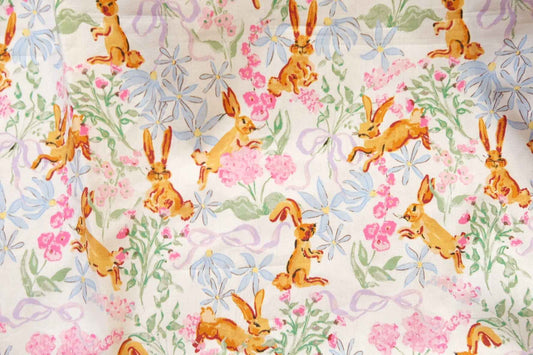 Vintage Bunny Floral Cotton – Soft Storybook Print | 3.28 yds Cut
