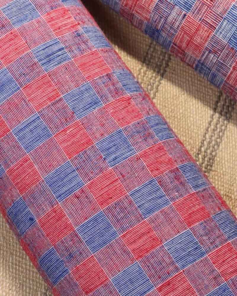 Vintage 'Red & Blue Giant Reed' Pattern Tǔbù - 10.35-Meter Archive Southern Roll