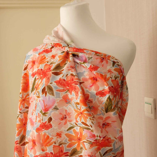 Watercolor Floral Tencel Linen Fabric (2.2 yards)