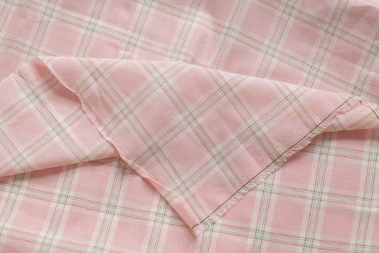 Yarn-Dyed Soft Pink Plaid Cotton — 2.2 yd