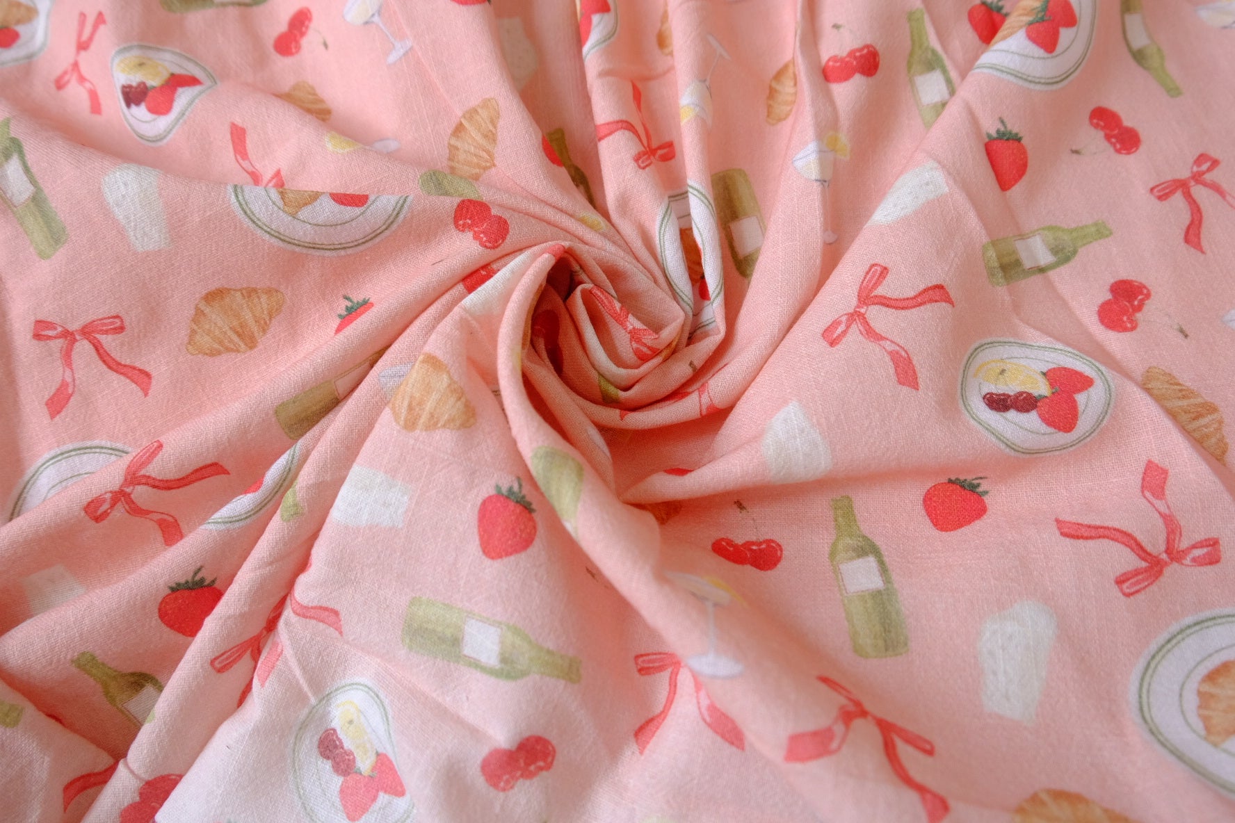 Picnic Print Cotton Linen Slub, 1.6 Yards