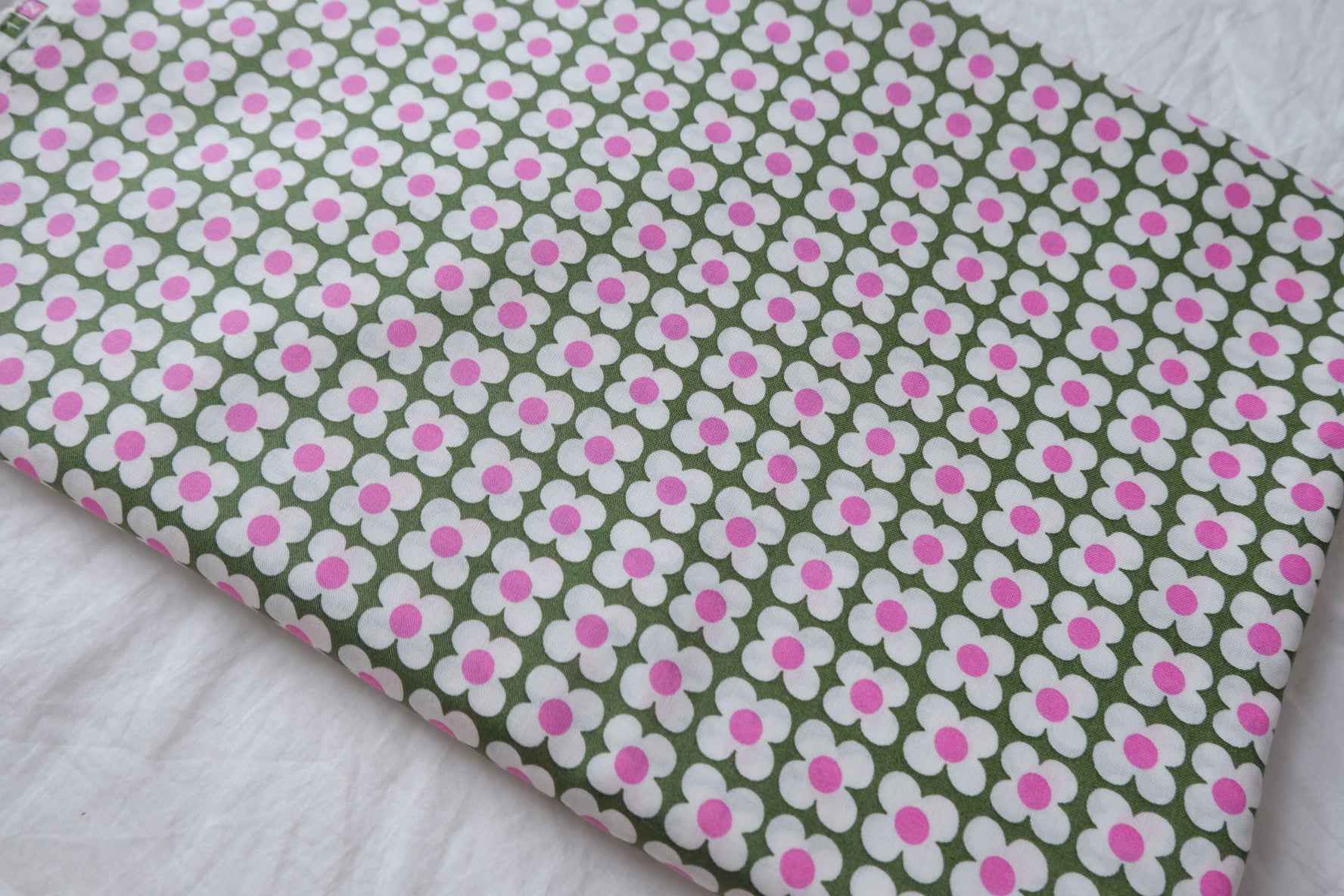 Olive Daisy Designer Deadstock Cotton Fabric - 1.64 Yards