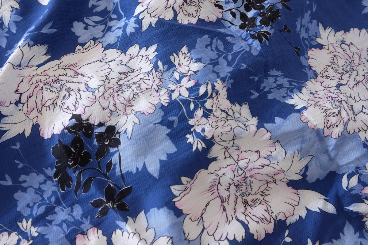 Blue Peony Garden Tencel Ramie Blend – 3.28 yd