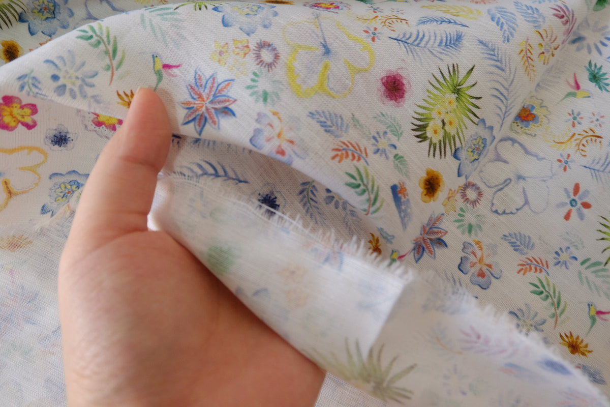 Spring Botanical Sketches Linen Cotton – 2.2 yd
